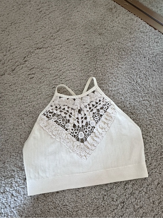 Other - Boutique Cream Crochet Lace High-Neck Bralette